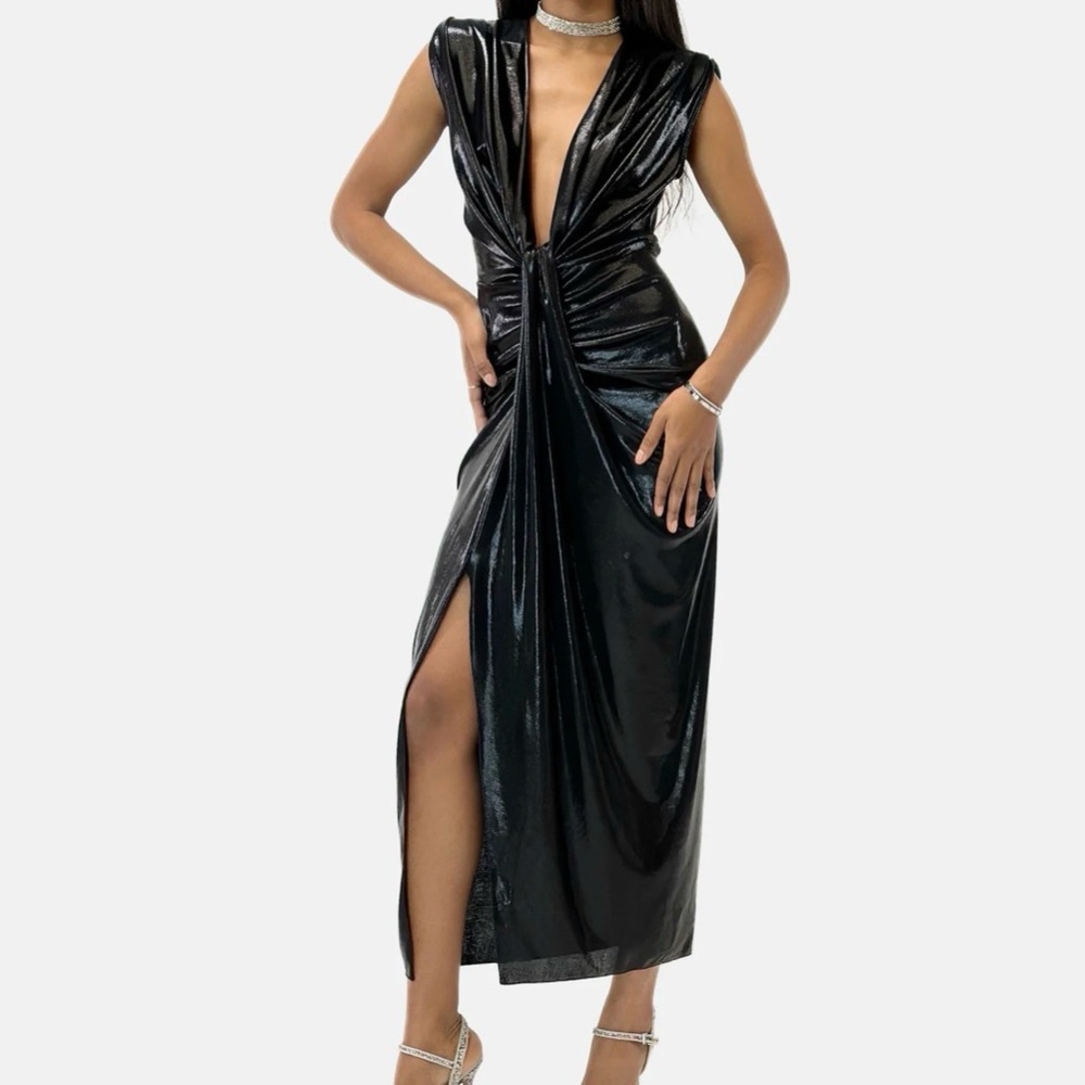 Milio–Milano Metallic Sheen Black Dress – Size M